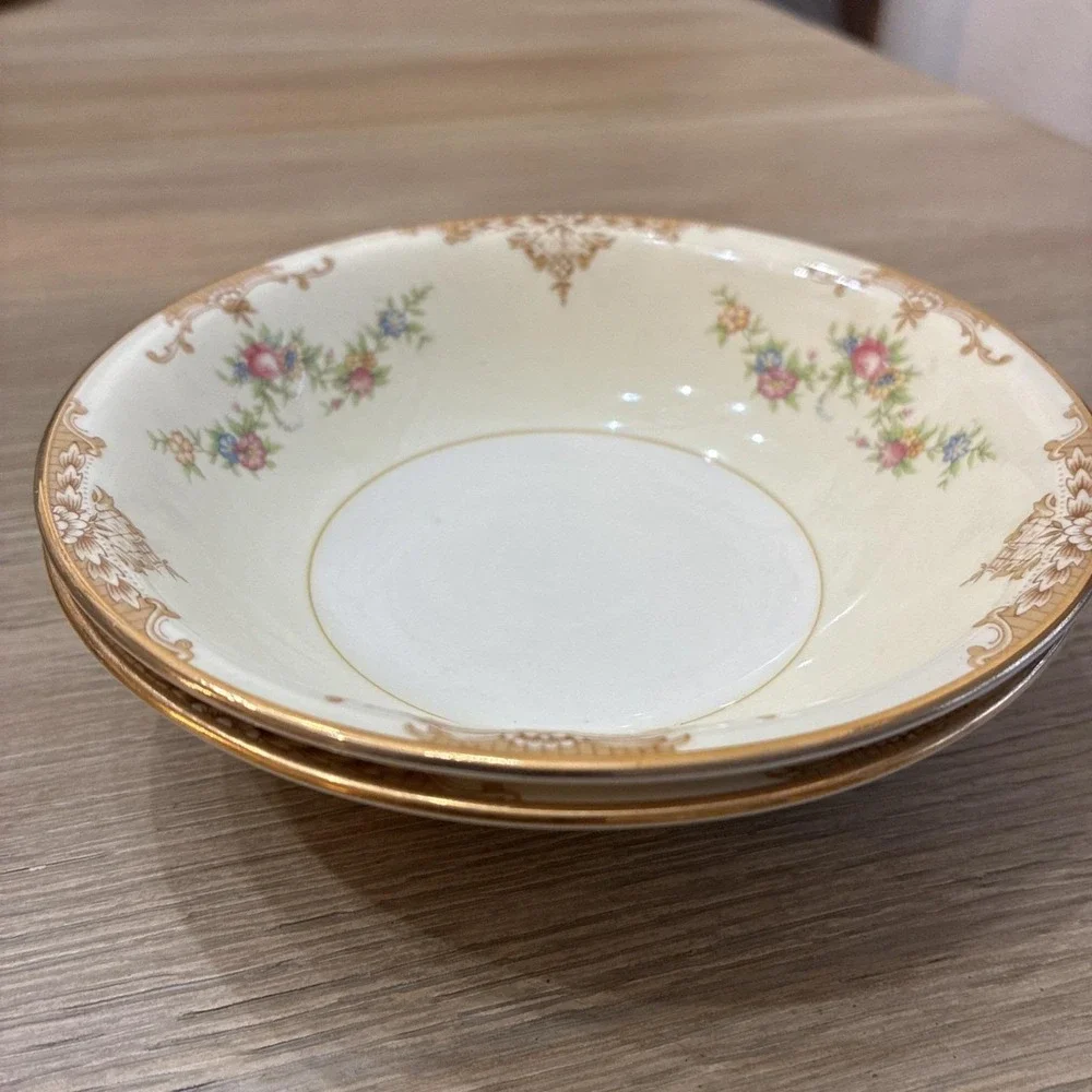 Homer Laughlin Bowls ARISTOCRAT M52N5 Fruit Dessert Set Of 2 Eggshell Nautilus.